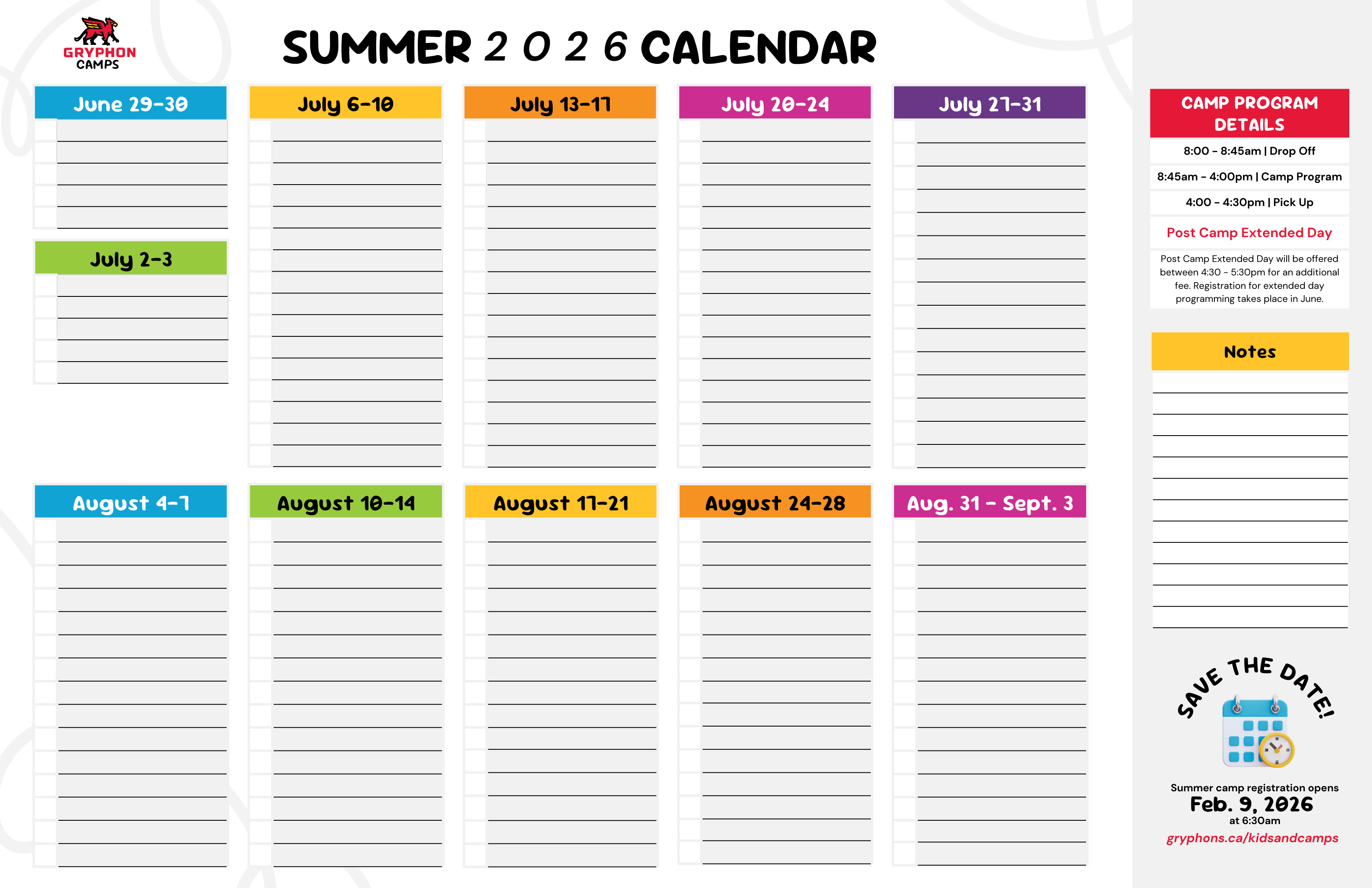 2026 Printable Planning Calendar
